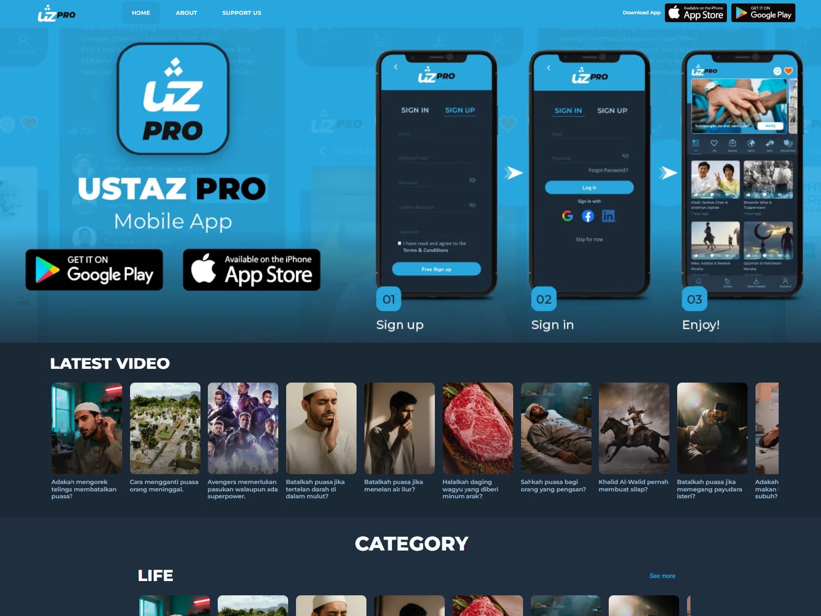 Ustaz Pro website on desktop and mobile